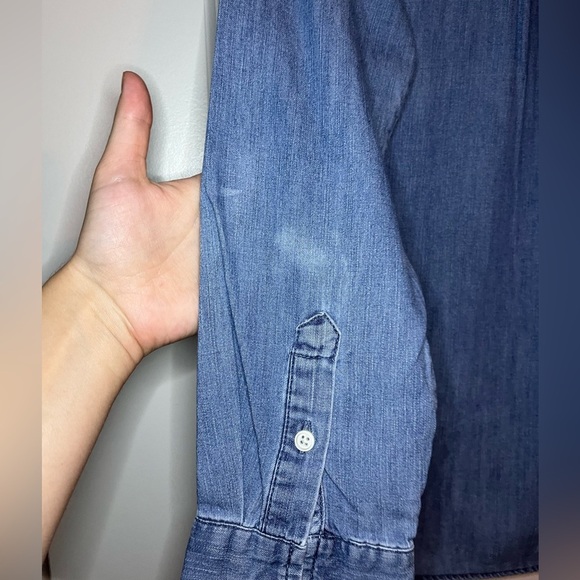 LOFT | Classic Blue Denim Button Down Shirt Size LP - Picture 5 of 6